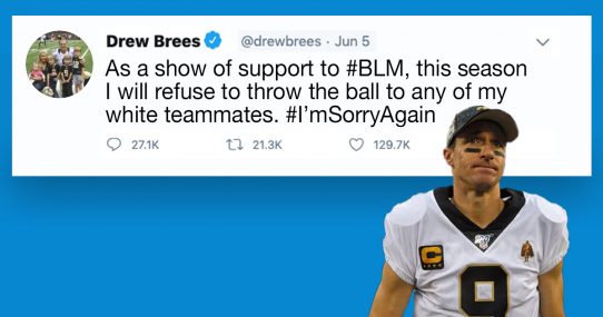 Drew Brees Vows To Never Throw Football To White Teammates Again