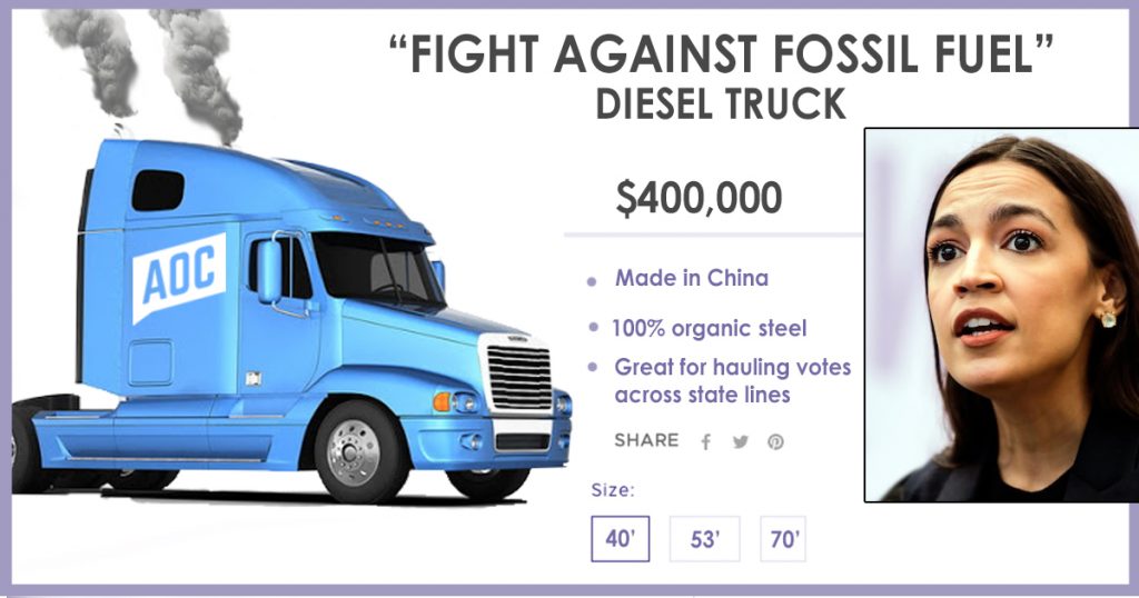 AOC’s Store Now Selling ‘Fight Against Fossil Fuel’ Diesel Trucks