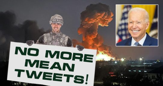 Biden Comforts Ukrainians By Sending Them Large ‘No More Mean Tweets!’ Sign