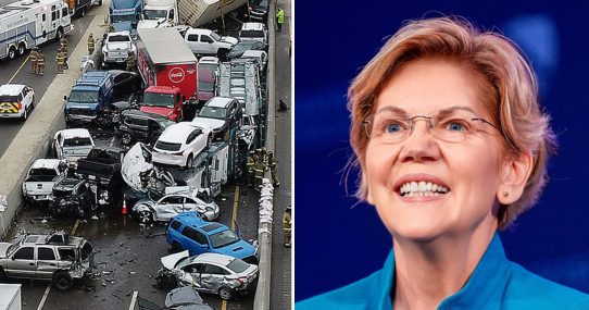 Elizabeth Warren Calls 120-Car Pile-Up An ‘Act Of Love’ In Automotive Safety